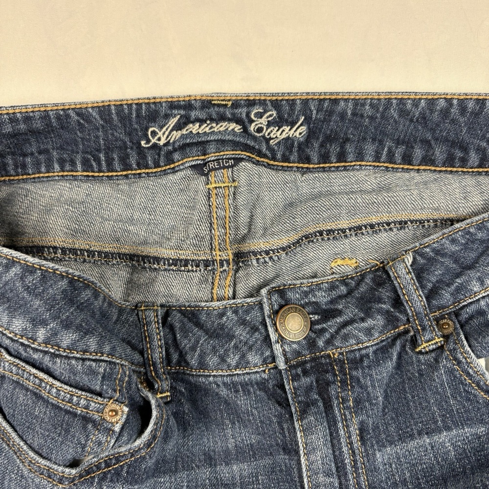 American Eagle Stretch Jeans Womens 14 Regular Dark Wash Cropped Straight Leg - Picture 5 of 8
